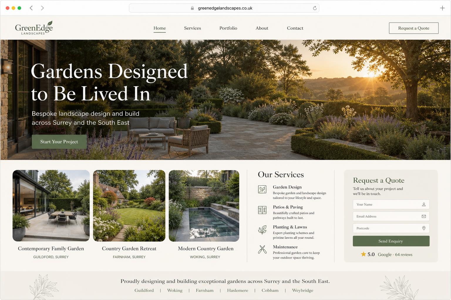 GreenEdge Landscapes website concept