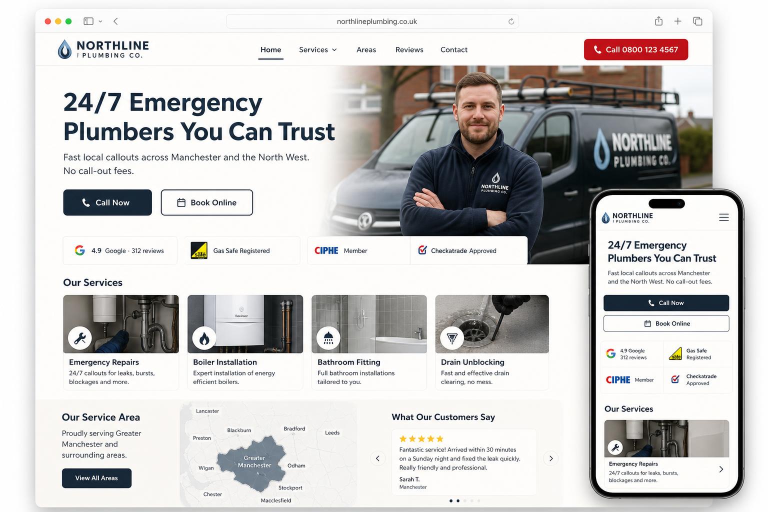 Northline Plumbing Co. website concept